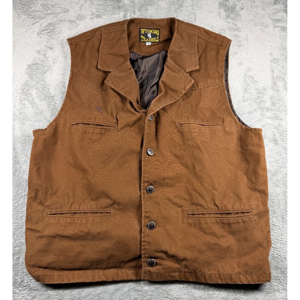 Wyoming Traders Bronco Canvas Vest Mens M Brown Western Cowboy Ranch Workwear